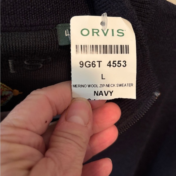 Orvis Men's Dark Blue Zip-Up Sweater Sz large - Picture 3 of 5